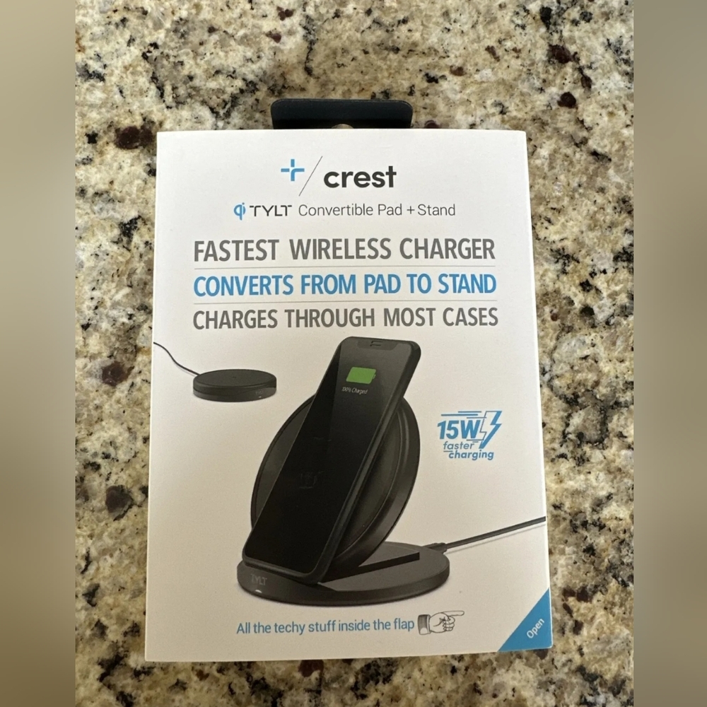 NEW Crest TYLT Convertible Charging Pad & Stand Fastest Wireless Charger SEALED